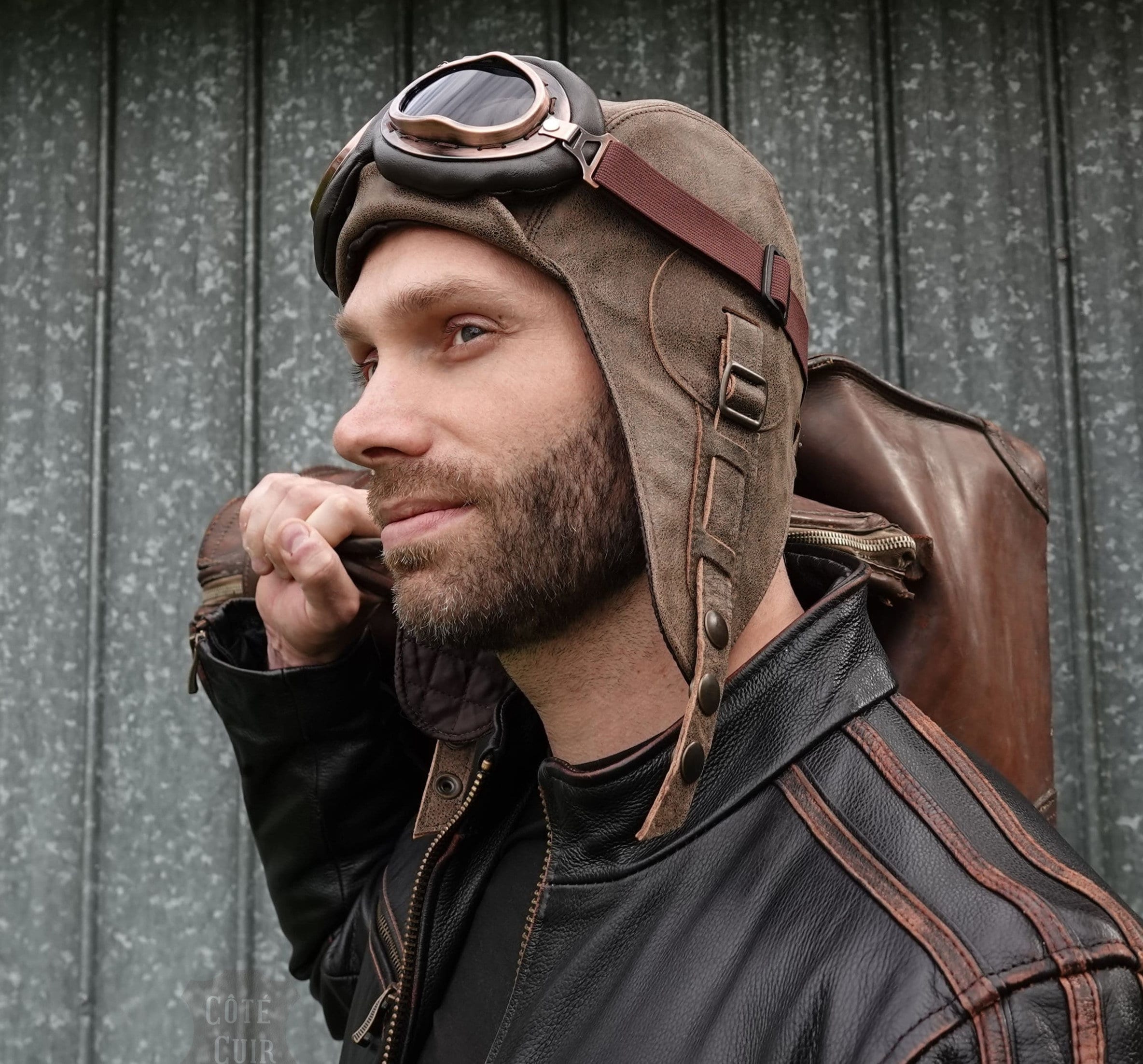 Sombrero De Aviador Vintage Y Gafas Accesorios De Disfraz Solapas De Oreja  De Piel Gorra De Piloto Para Hombres Mujeres-JP