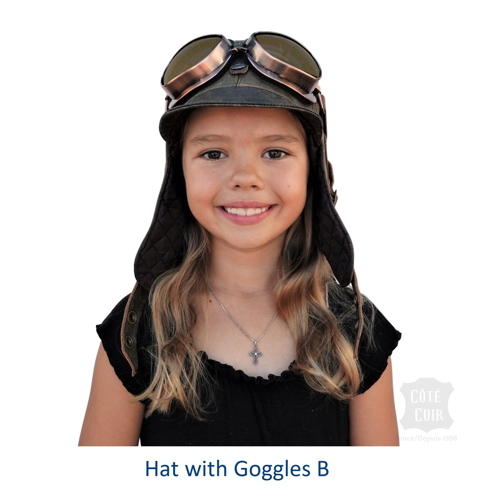 Kids Aviator Hat and Goggles Pilot Helmet Real Brown Etsy