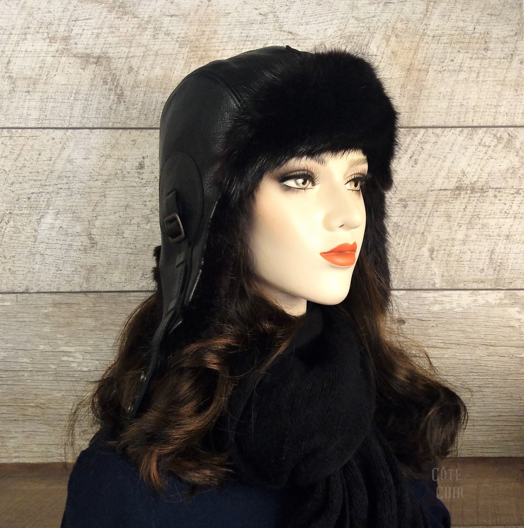 Amazon.com: Men Women Winter Real Leather Hat Pilot Aviator