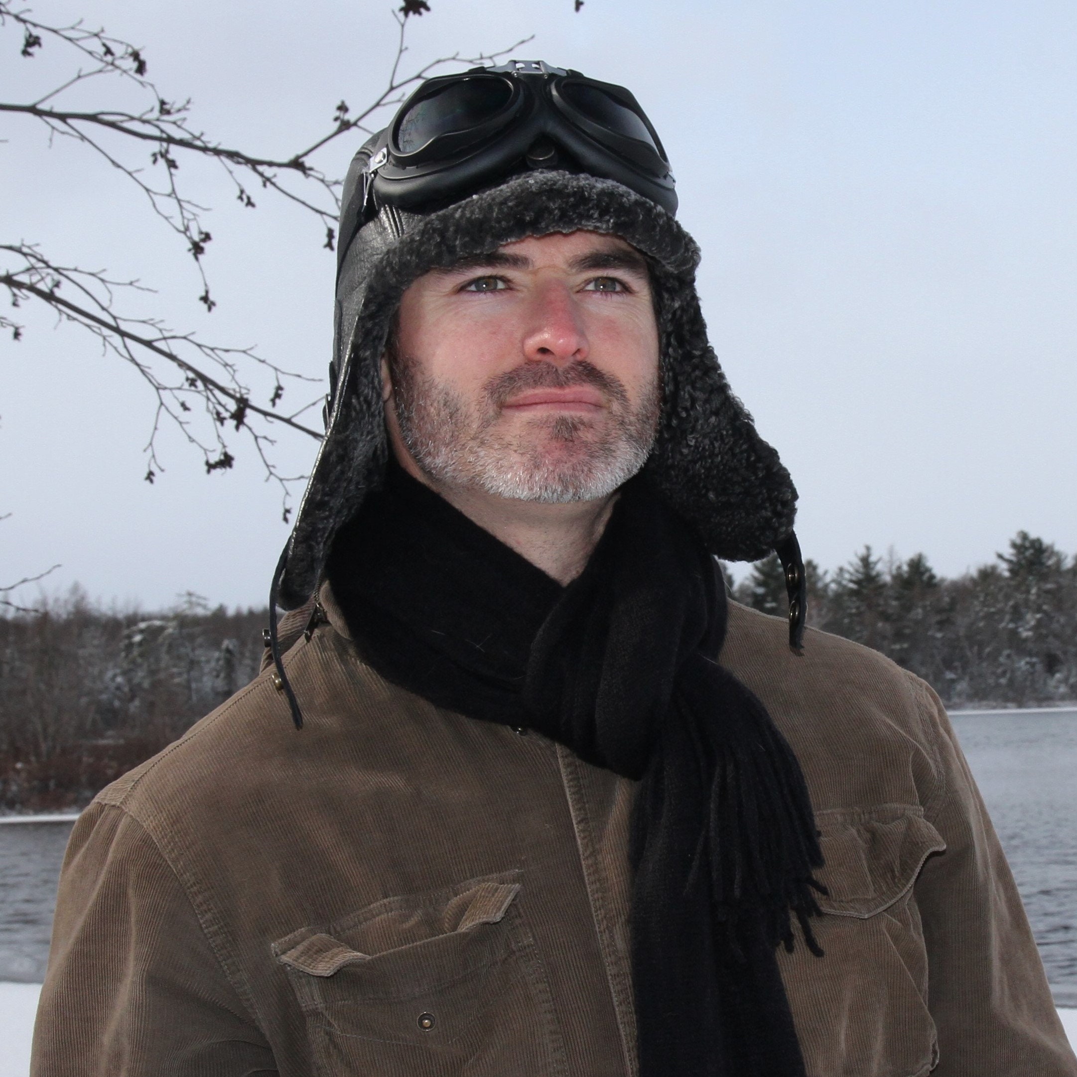 Sheepskin Hat Gray Shearling Aviator 