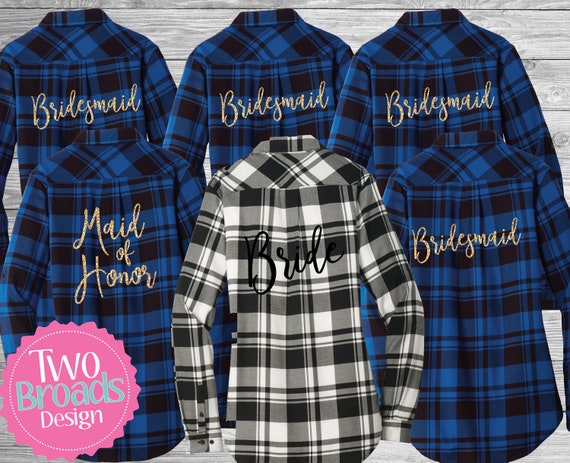Set Of 13 Bridal Party Flannel Shirts Wedding Day Flannels Etsy