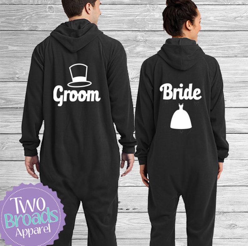 Adult Footie Pajamas Set Of 2 Bride And Groom Onesies Adult Etsy
