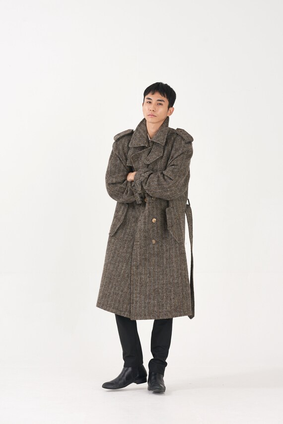 Unisex Wool Herringbone Oversize Trench Coat [M] - Etsy