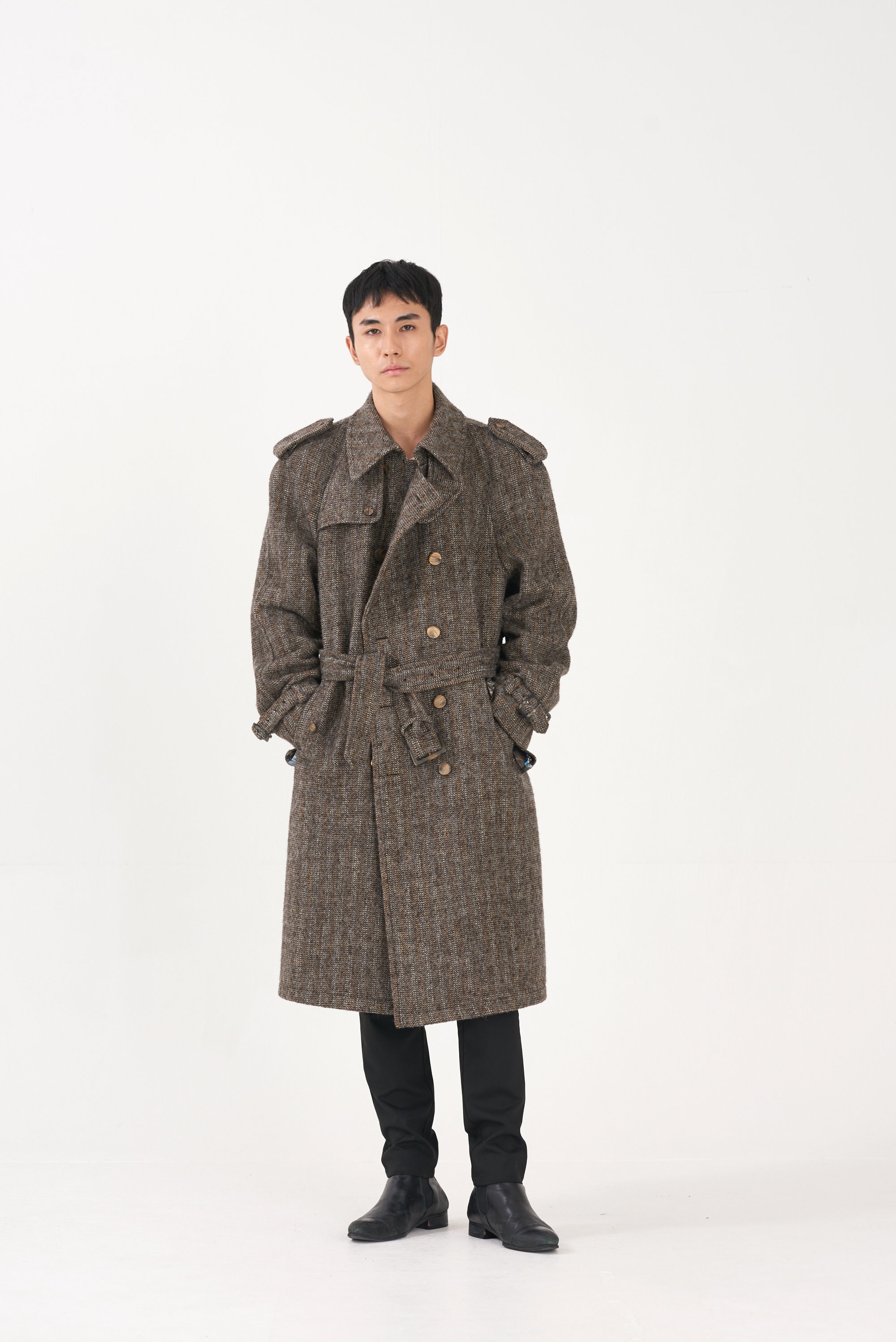 Unisex Wool Herringbone Oversize Trench Coat M Etsy Ireland