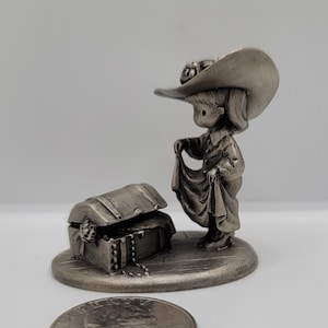 Pewter Girl Playing Dress Up figure Hallmark 1980 Joan Walsh Anglund