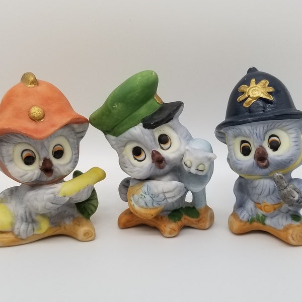 Cute Owl Figures Policeman Fireman Mailman Brinns Label