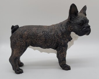 Vintage French Bulldog Figure Black, Brown and White Brindle