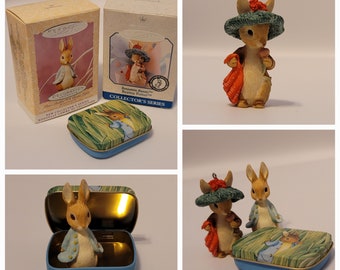 Peter Rabbit and Benjamin Easter Ornaments with Bonus Tin