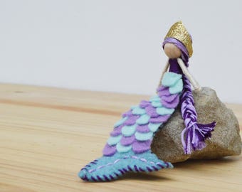 Mermaid Doll - waldorf mermaid doll, felt mermaid doll, miniature mermaid doll, OOAK mermaid doll, mermaid doll gift, mermaid waldorf