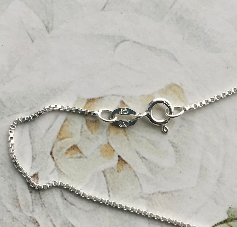 Moonstone Necklace June Birthstone 16\u201d Sterling Silver Box Chain and Setting Bezel Rainbow Charm Charleston Dainty Minimalist Necklace