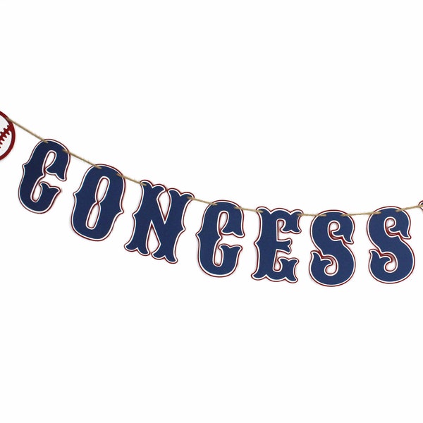 Baseball Concessions Banner | Snack Bar Sign | Snack Booth Banner | Baseball Birthday Baby Shower Event
