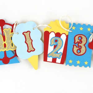 Carnival Circus Photo Banner | First Birthday Monthly Milestone | Red, Turquoise, Yellow and Glitter Gold