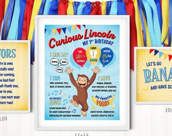 3-in-1 Curious George Birthday Milestone Posters