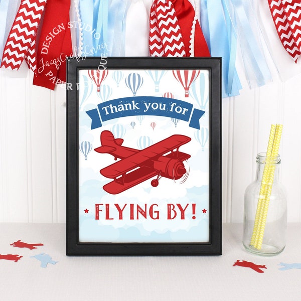 Airplane Thank You Sign, Favors Sign | Vintage Aviator Time Flies Party