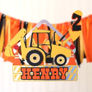Tractor Cake Topper | Construction Zone Birthday | Caution Party Decor
