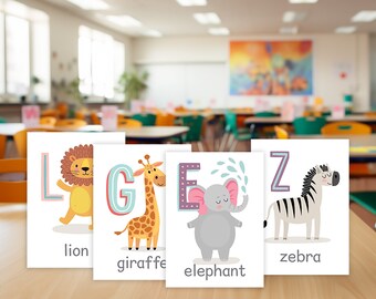 Alphabet Animals A-Z Prints | Classroom Wall Art | Set of 26 Cards