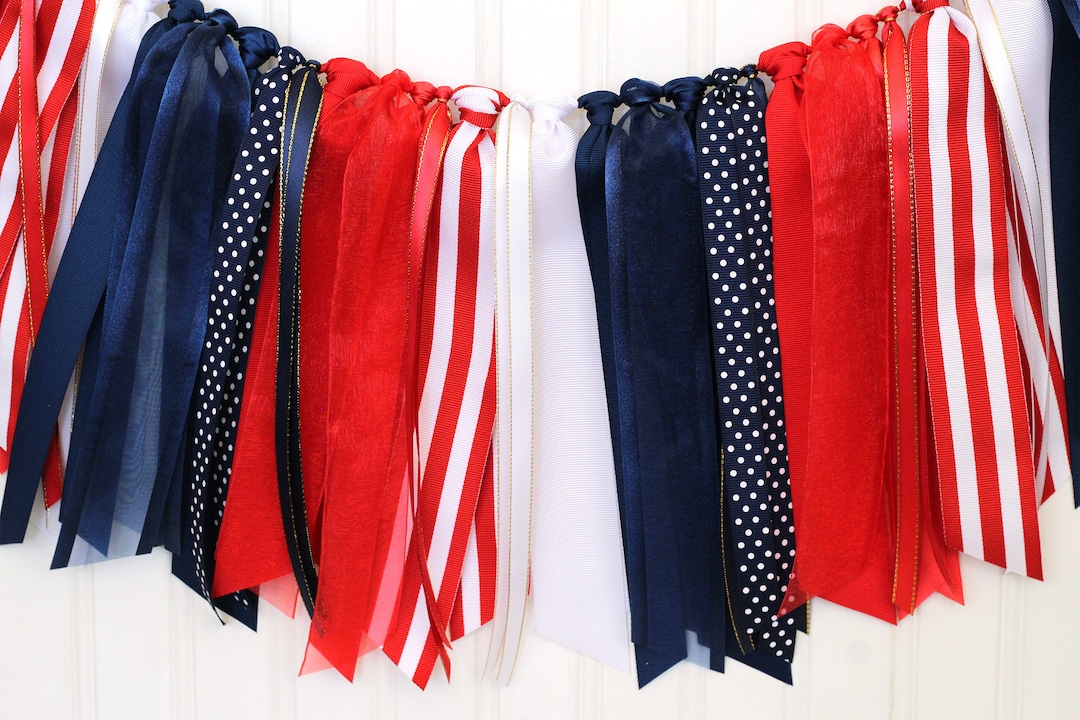 Flaglets Ribbon Red White and Blue Ribbon Garland | Independence Day | Patriotic ...