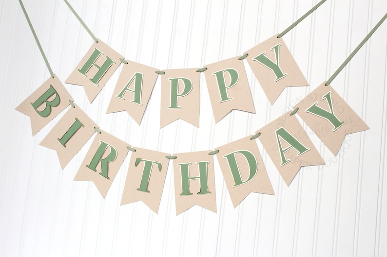 Light Kraft and Gold Baby Boy Birthday Banner Greenery First Birthday Olive Green Woodland Theme Party Decorations