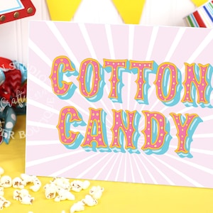 Printable Cotton Candy Sign: Carnival Birthday Party Decor (PDF)