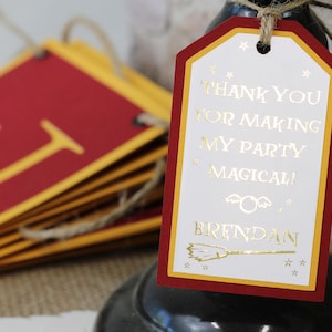 Magical Thank You Tags | Personalized Wizard Party Favors with Real Gold Foil Print