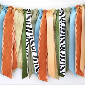 Jungle Safari Ribbon Garland | Wild One | Zoo Animals Baby Shower Decoration