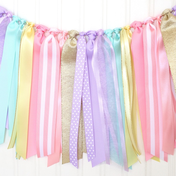 Pink Carnival Ribbon Garland | Circus First Birthday | Pink Purple Yellow Aqua Baby Shower