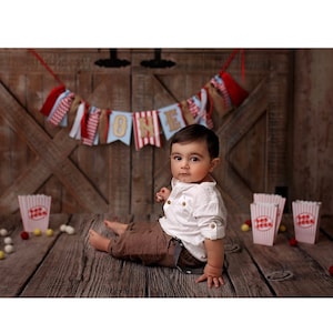 Carnival Circus High Chair Banner | ONE Navy Red and Gold Ribbon First Birthday Banner