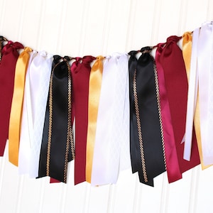 Burgundy, Black and Gold Ribbon Garland | Gender Neutral Baby Shower | Wizarding World First Birthday Decoration