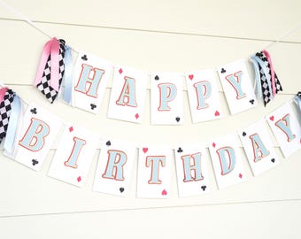Alice in Wonderland Inspired Birthday Banner: Tea Party First Birthday