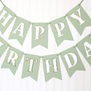 Sage Green, Gold and White Birthday Banner