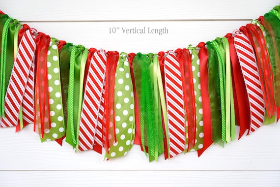 Grinch Weihnachten Band Girlande | Zuckerstangen-rote und leuchtend grüne Weihnachtsdekoration