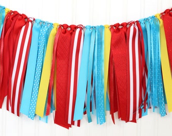 6-8 ft Bright Carnival Circus Ribbon Garland | Birthday Baby Bridal Shower Decor | Come One Come All