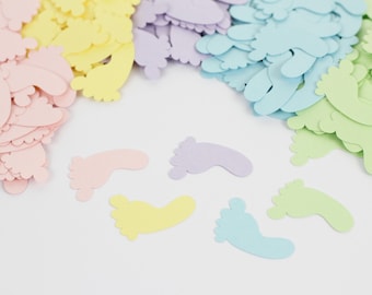 Baby Shower Confetti | 200 pcs | Pastel Rainbow Baby Foot Prints