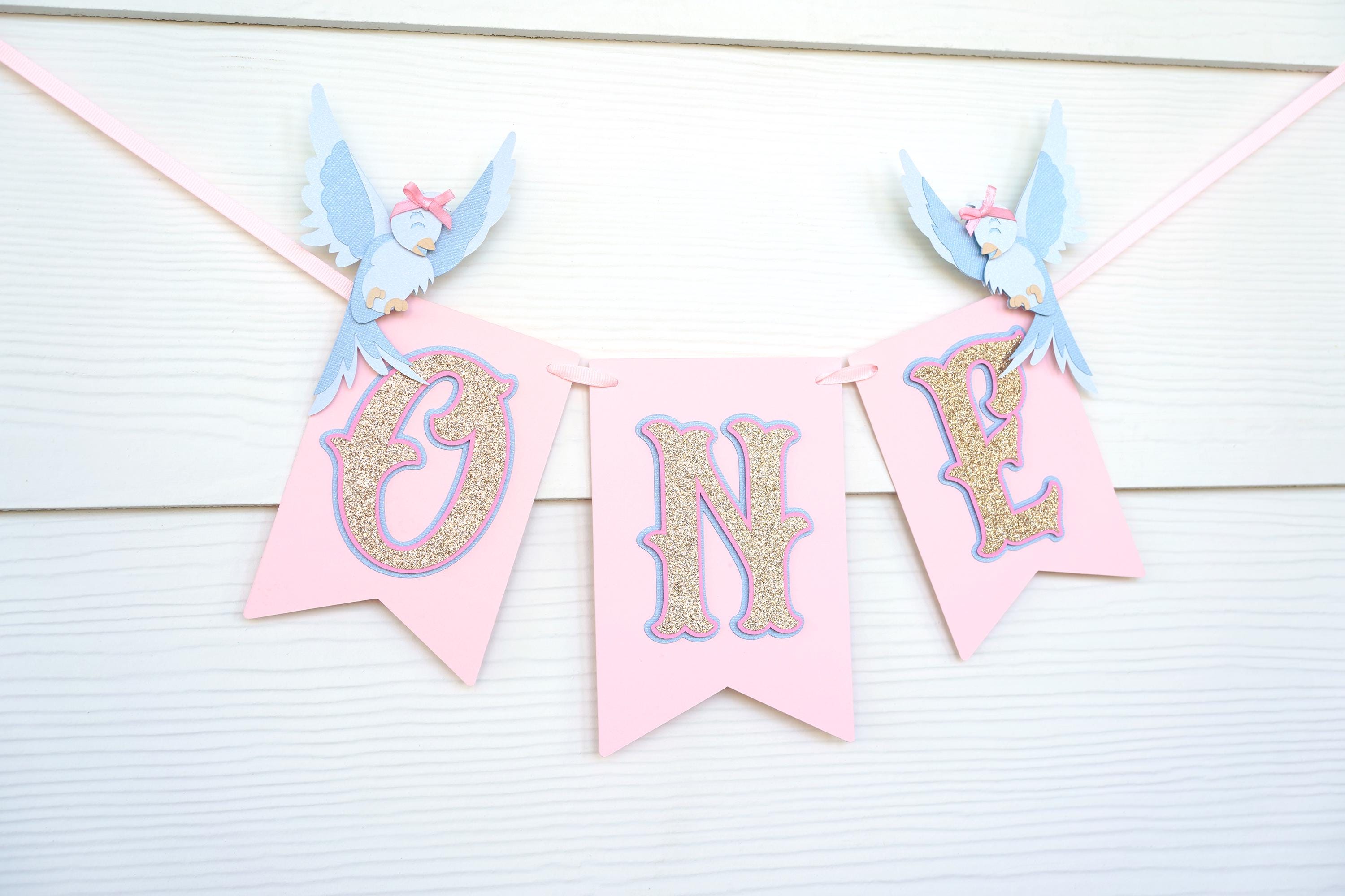 Cinderella Inspired Birthday Banner With Blue Birds | Bibbidi Bobbidi ...