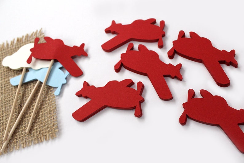 Vintage Airplane Confetti 50 qty Airplane First Birthday Red and Blue Airplane Die Cuts DIY projects