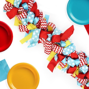 Carnival Circus Knotted Ribbon Garland | Circus First Birthday Fabric Garland | Gender Neutral Baby Shower