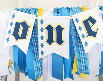 Oktoberfest ONE High Chair Banner and Plaid Ribbon Garland Set | High Chair Swag | First Birthday Decoration