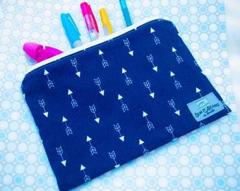 Blue arrows zipper pouch- Large