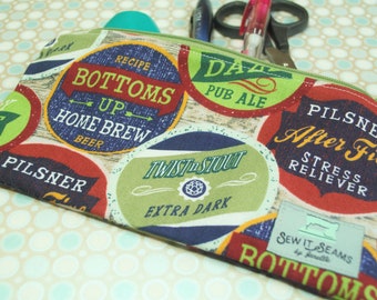 Craft beer zipper pouch- medium