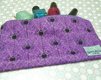 Purple Spiders zipper pouch- medium