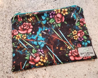 Floral Wars galaxy zipper pouch- Large