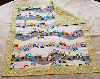 Construction site flannel baby blanket-Large