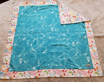 Beach time fun  flannel baby blanket-Large