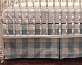 Custom Plaid Crib Skirt, Tailored Style Cotton Crib Skirt, Baby Boy, Baby Girl, Gender Neutral Crib Skirt, Choose Your Color