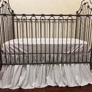 6 Colors - Striped Gathered Crib Skirt, Baby Boy, Baby Girl, Gender Neutral Crib Skirt, Choose Your Color