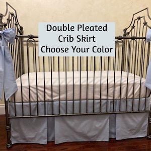 36 Colors Custom Crib Skirt, Double Pleated Style Cotton Crib Skirt, Baby Boy, Baby Girl, Gender Neutral Crib Skirt, Choose Your Color