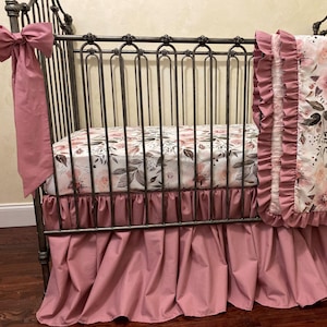 Wowelife Crib Bedding Set For Girls, 3PCs Boho Crib Comforter Set Beige, Ruffle Baby Bedding Set Nursery Bedding Sets For Baby Girls And Boys, Include Quilted Comforter, Crib Skirt And Sheet