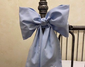 Crib Bow, Curtain Tie Back Bow, Monogrammed Bow, Nursery Bow, Choose Your Color