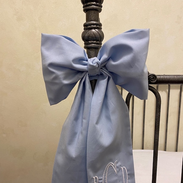 Crib Bow, Curtain Tie Back Bow, Monogrammed Bow, Nursery Bow, Choose Your Color