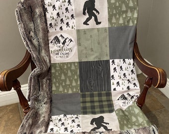 Bigfoot Blanket, Cotton/Minky Toddler Blanket